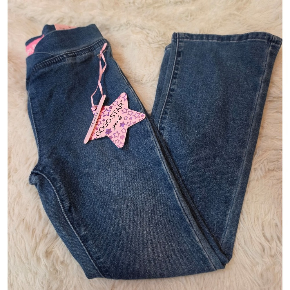 NWT Gogo Star Girls Flare Denim Jeggings Pull-On Pants - Indigo - Size 6X